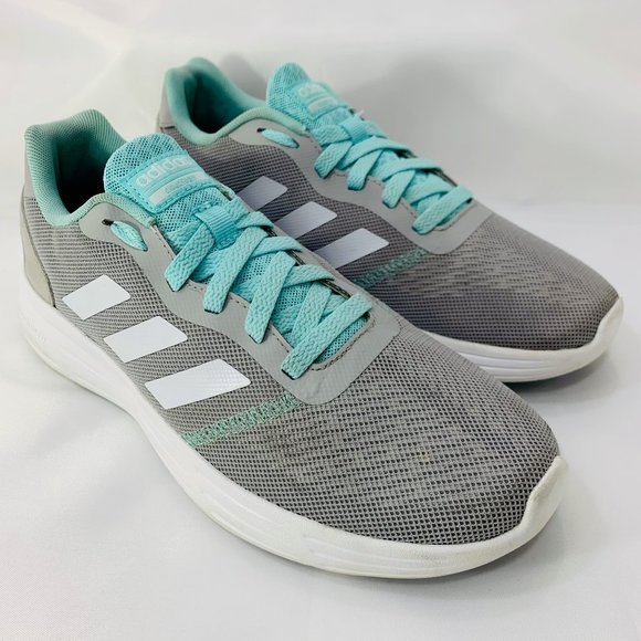 Adidas Cloudfoam Womens Shoes Size 8 Athletic Sneakers HWA 1Y3001 Gray Torquoise - Picture 1 of 8